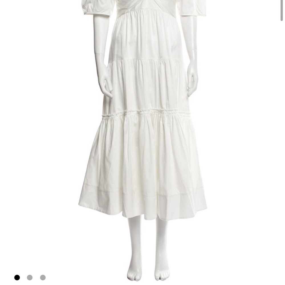 La Ligne White Tiered Midi Sundress Off the Shoulder